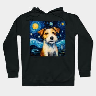 Jack Russell terrier Portrait in Starry Night style Hoodie